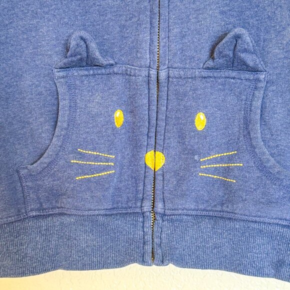 Mini Boden Kids' Cat Hoodie Size 8-9Y Blue Full Zip Hooded - Picture 4 of 10